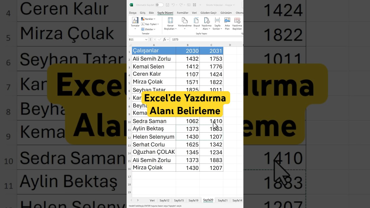Excel&rsquo;de Yazdırma Alanı Belirleme #exceldersleri #excel #excelform&uuml;lleri #exceltips #exceltricks