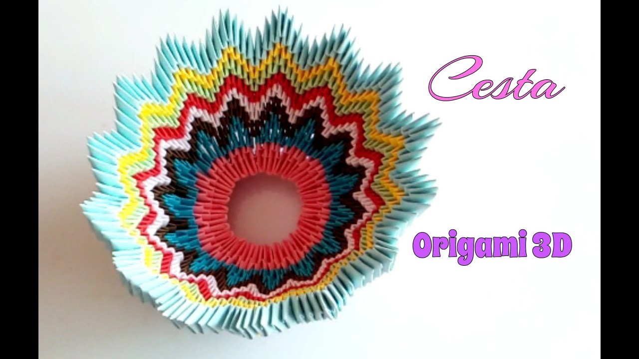 CESTA MULTICOLOR en ORIGAMI 3D/paso a paso.
