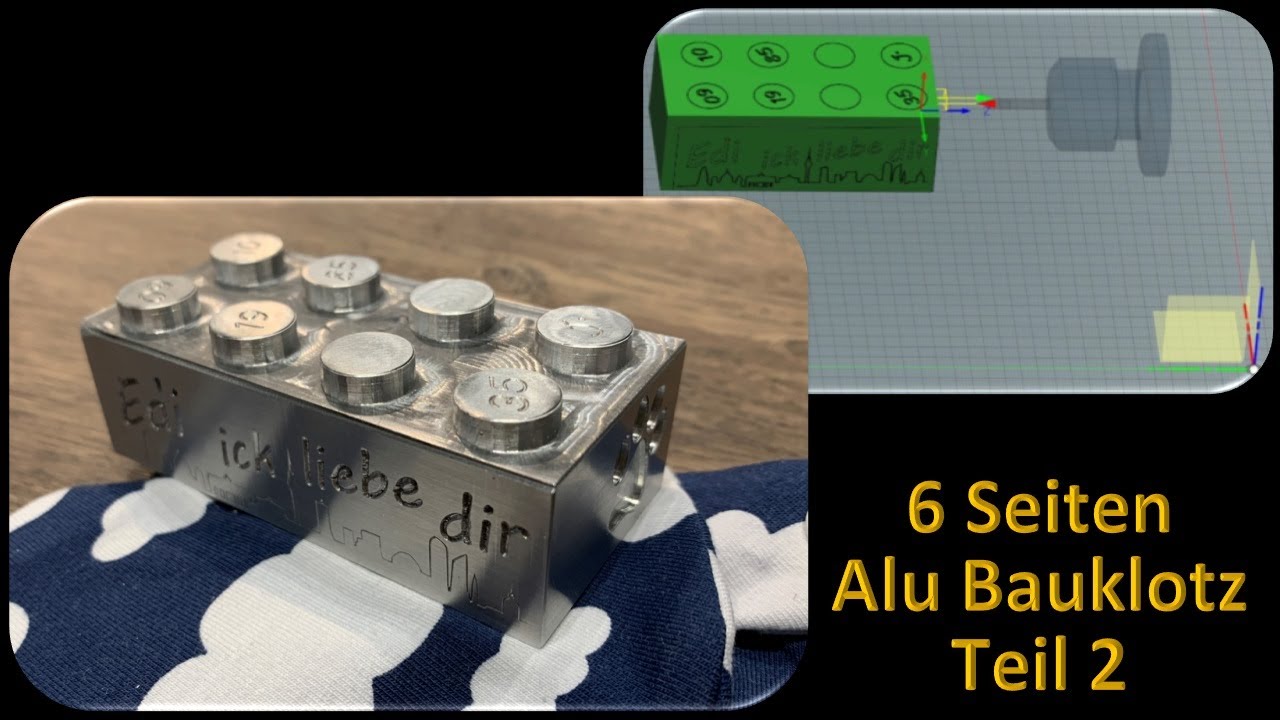 Alu Bauklotz, eine 6 Seiten Bearbeitung mit einer Haase CNC und Fusion 360 Teil2 #CNCUnikate