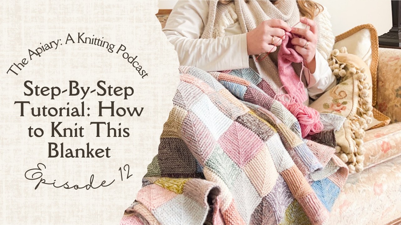 Knit this mitered square blanket - A great join-as-you-go scrappy project