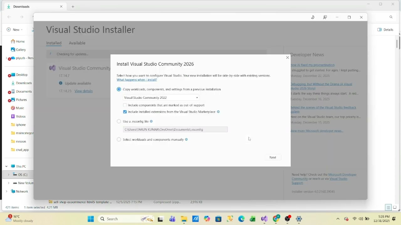 Visual studio community 2022 setup | day 4 