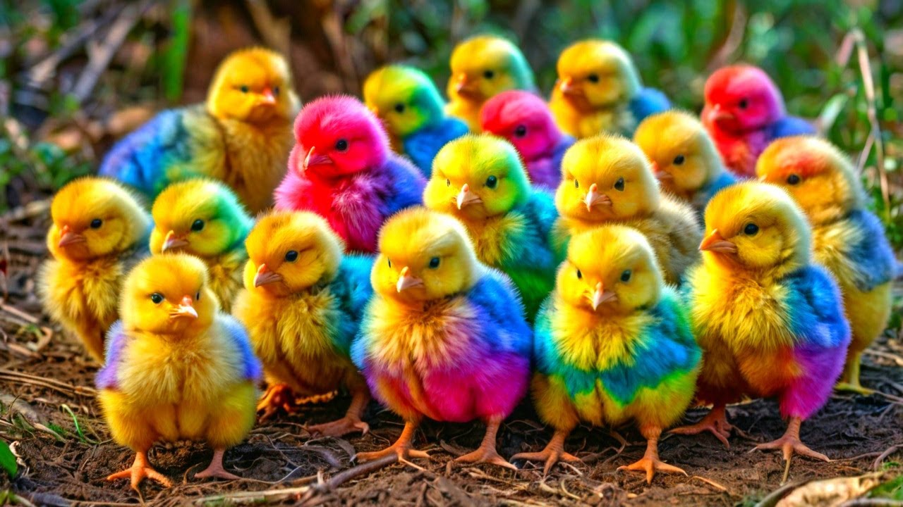 Cute Animals, Rainbow Chicken, Duck, Rabbit, Cow, Fish, Lion, Elephant, Turtle, Dog, Cat, Tiger