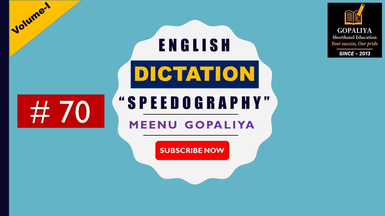 Speedography English Shorthand Dictation 70 | 80 WPM | GD Bist