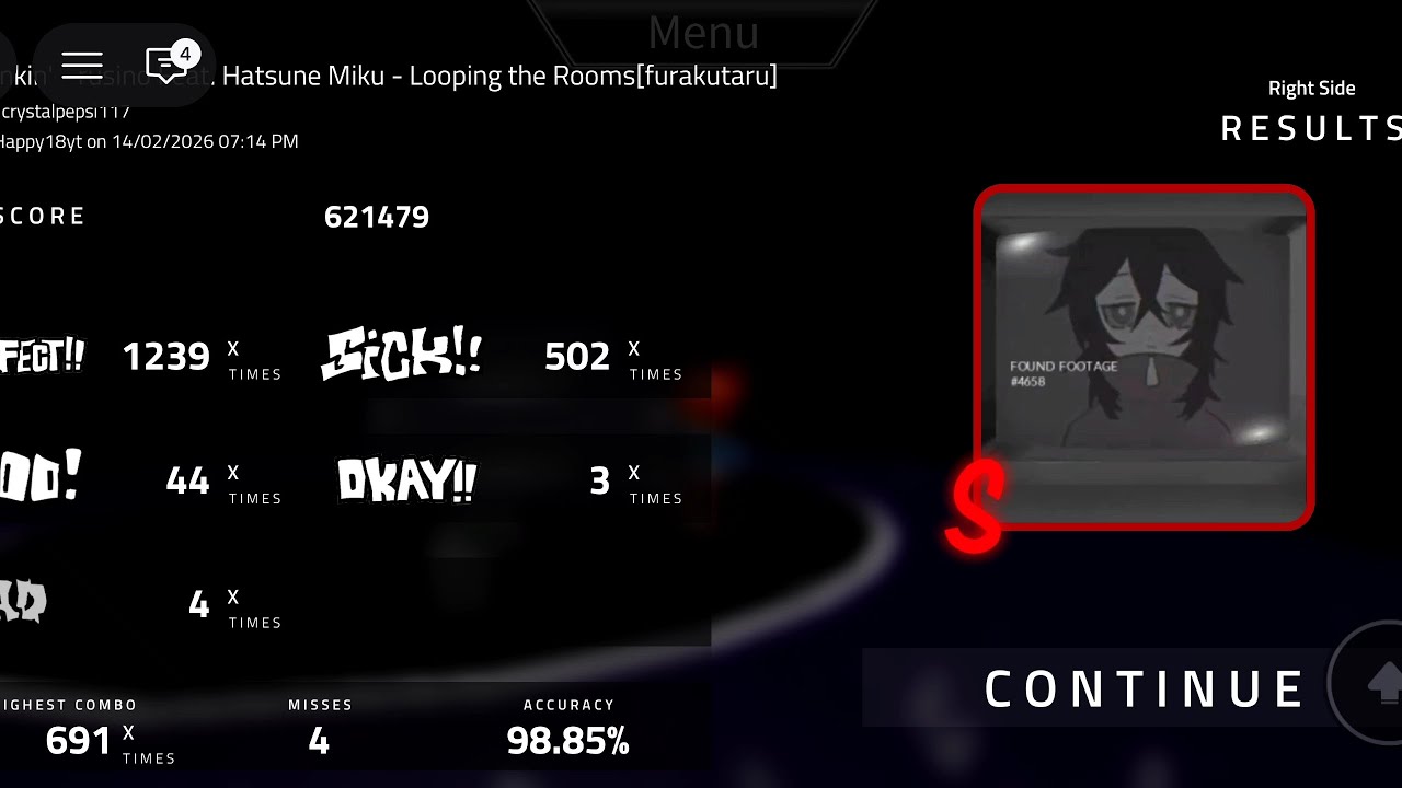 Non-Fnf:Looping the Rooms[furakutaru] (CLEAR) ACC:98.85% #roblox #robloxfnf