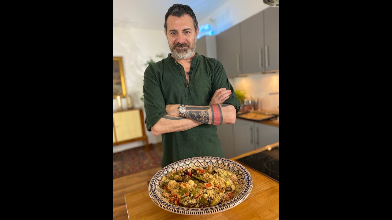 Couscous integrale con verdure grigliate e polpettine al cumino