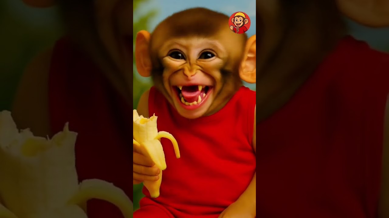 Cute Baby Monkey Eating Banana 🍌😂 | Funny Monkey Video 2025