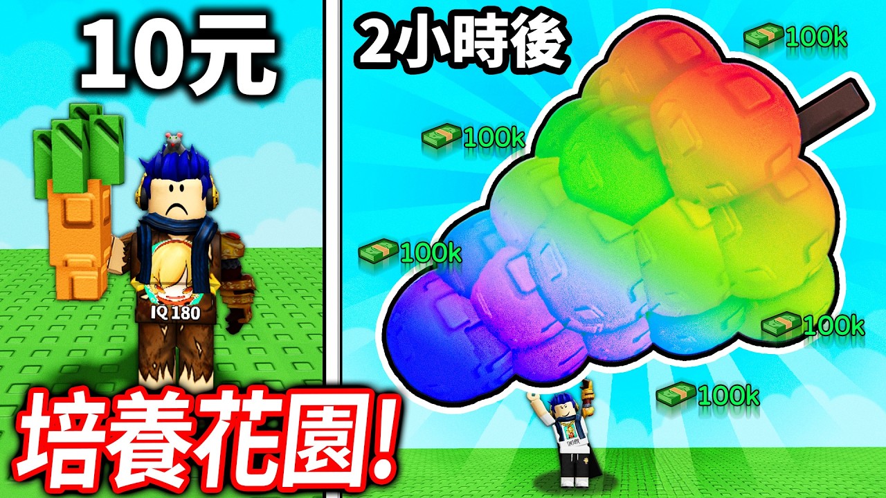 ROBLOX 培養花園！我從只有20元的新手窮農夫😭 變成有超大彩虹果實+有錢農場的富翁！【Grow a Garden - 有感筆電】