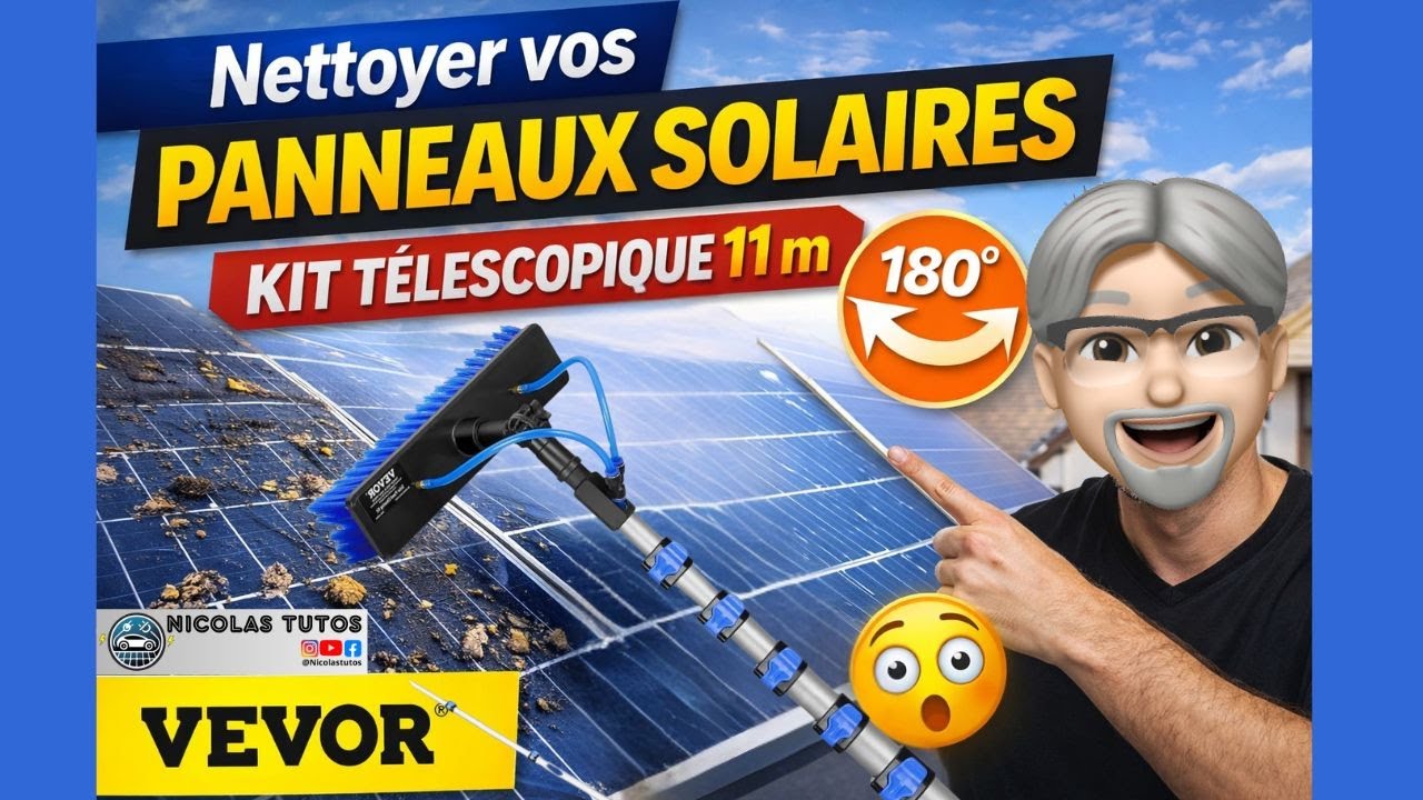 Je nettoie mes Panneaux Solaires à 11m SANS ÉCHELLE ! Test VEVOR