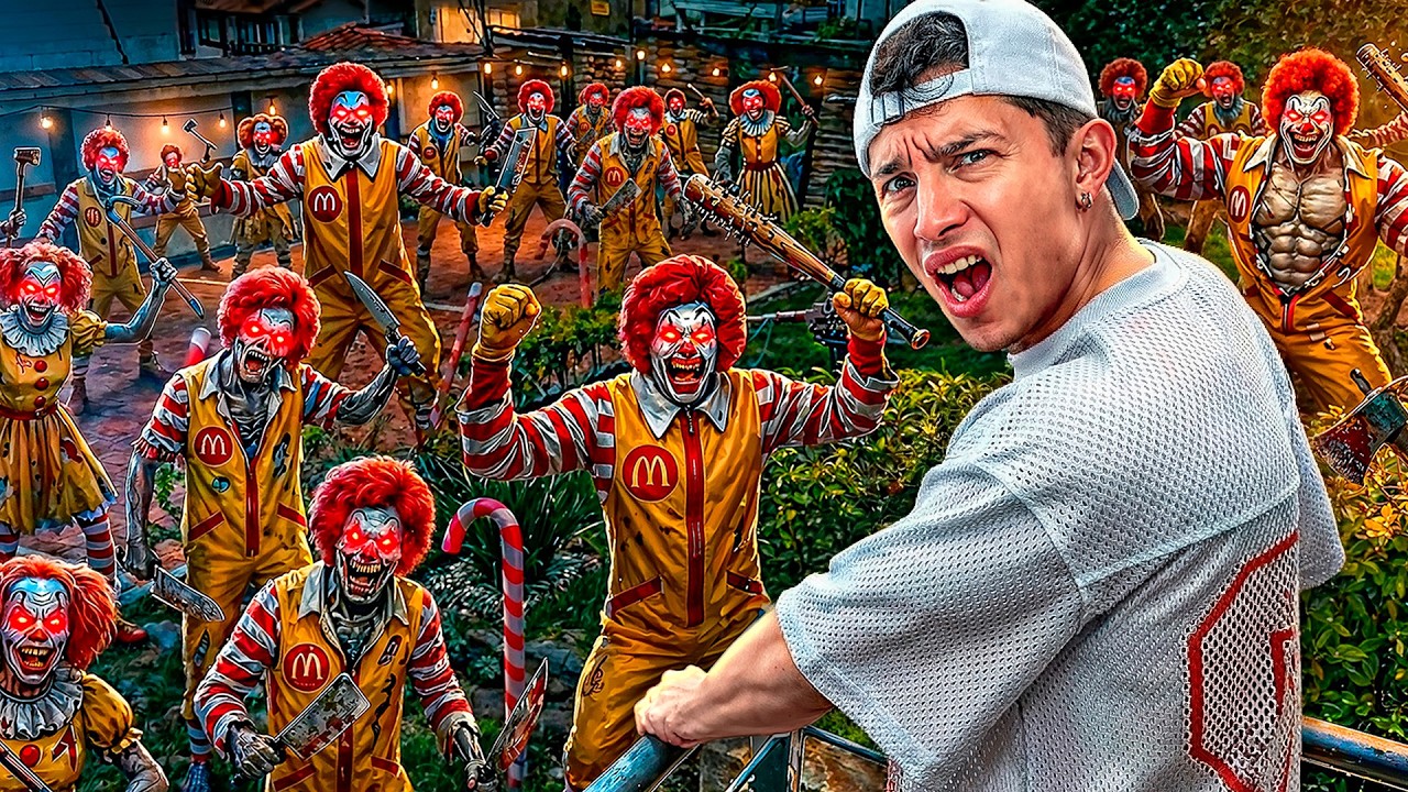LA FAMILIA de PAYASOS de MC DONALD's  INVADEN el JARDÍN de MI CASA