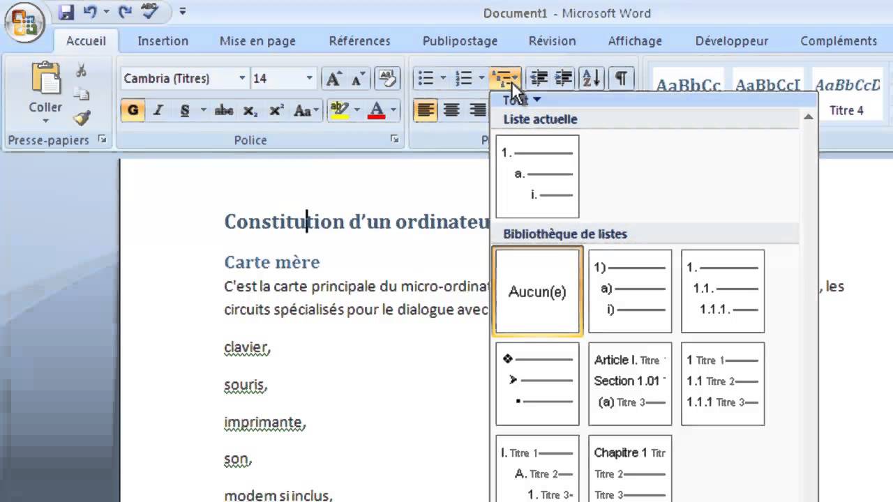 Word 2007 tutoriel 3 - Num&eacute;roter les titres