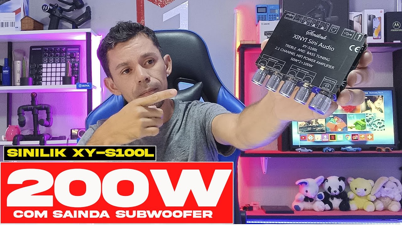 sinilink DE 200W com sainda subwoofer   50wx2 + 100w  SINILIK XY-S100L UMA potência absurda