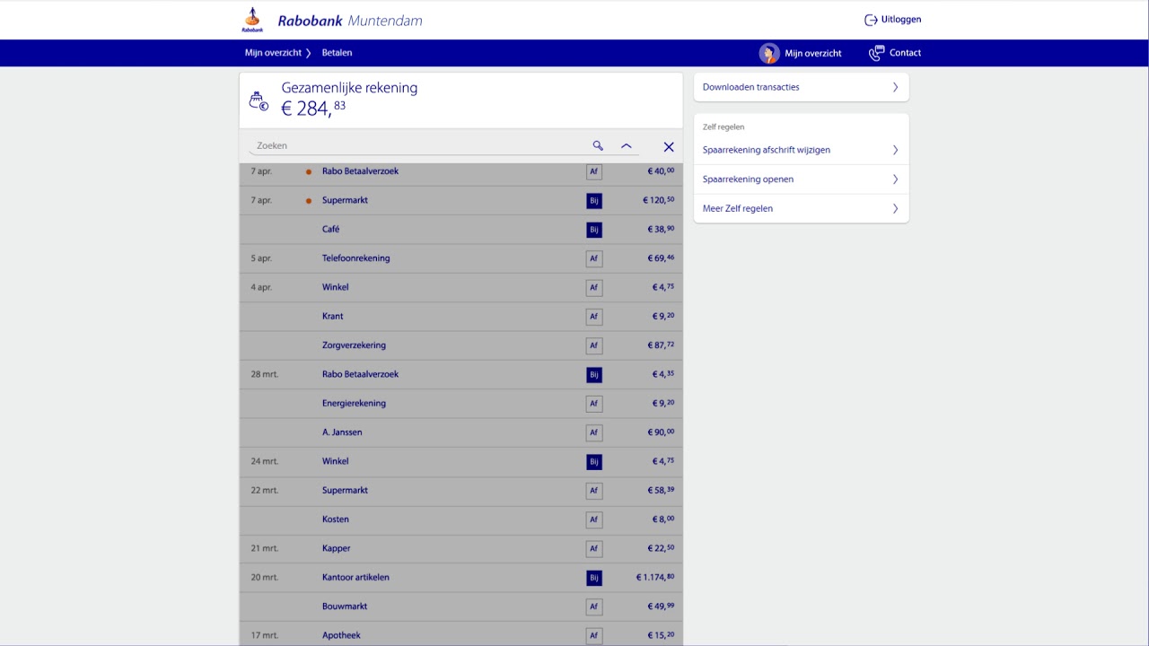 Transacties zoeken in Rabo Online Bankieren