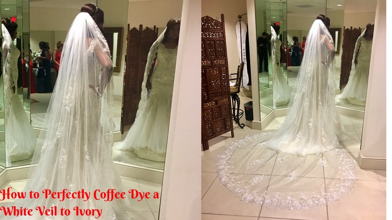 Dying Wedding Veil from White to Ivory with Coffee Instead of Tea