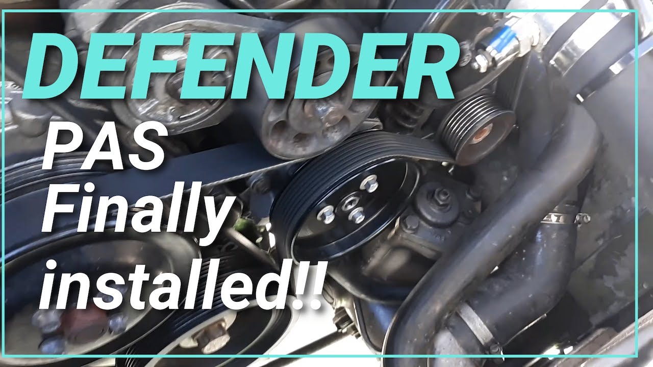 Land Rover Defender 90 power Steering Pump installed.
