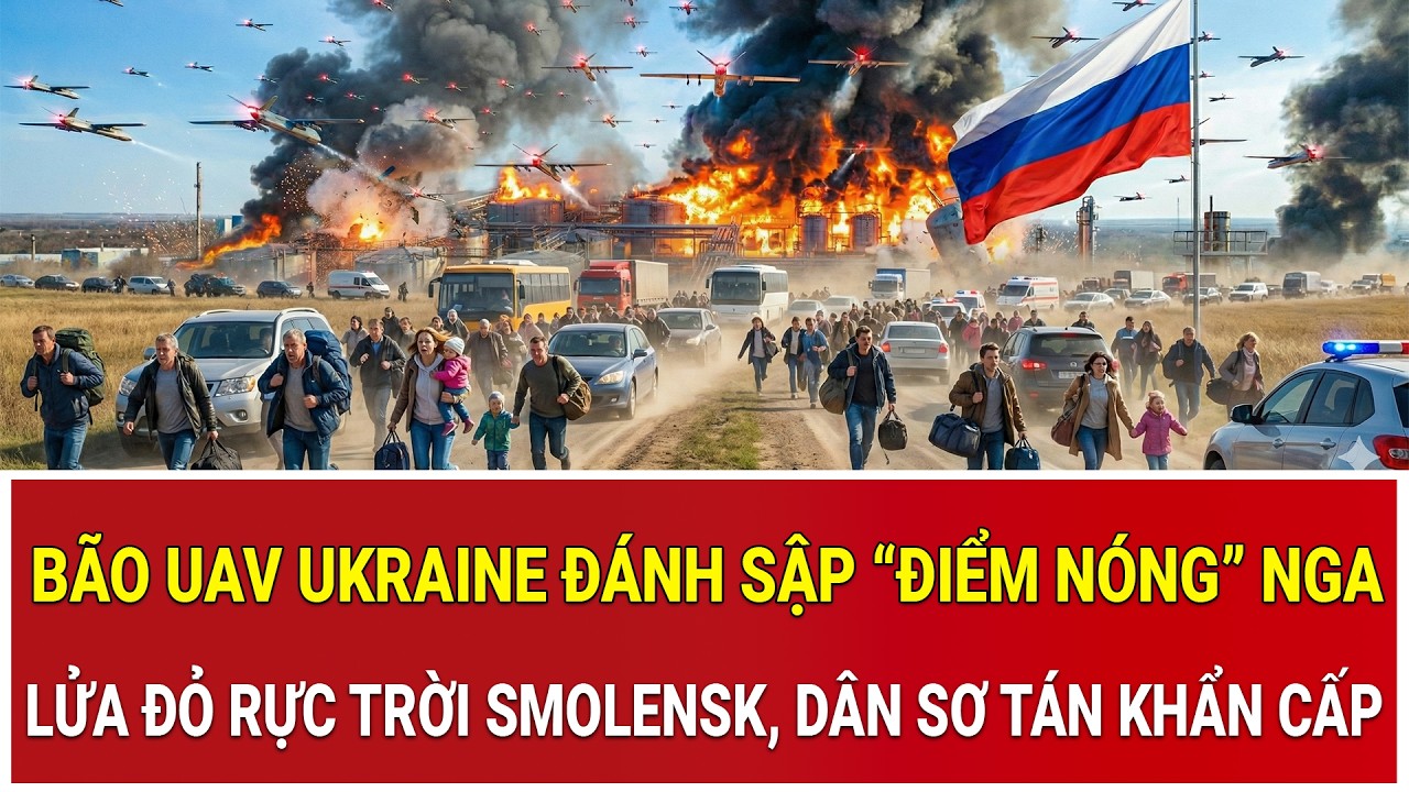 Bão UAV Ukraine đánh sập “điểm nóng” Nga, lửa đỏ rực trời Smolensk, dân sơ tán khẩn cấp