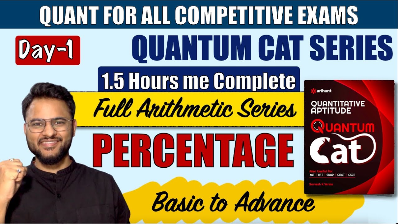 Day-1 Percentage Complete Concept | Full Arithmetic Class | SBI PO, IBPS PO, SSC CGL, Railways, CAT