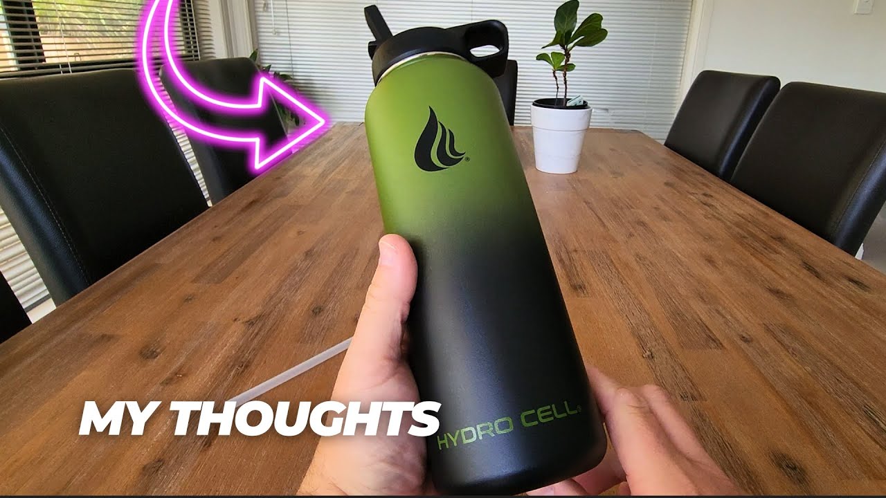 HYDRO CELL Stainless Steel Insulated Water Bottle with Straw - For Cold & Hot Drinks -ArmyBlack 40oz
