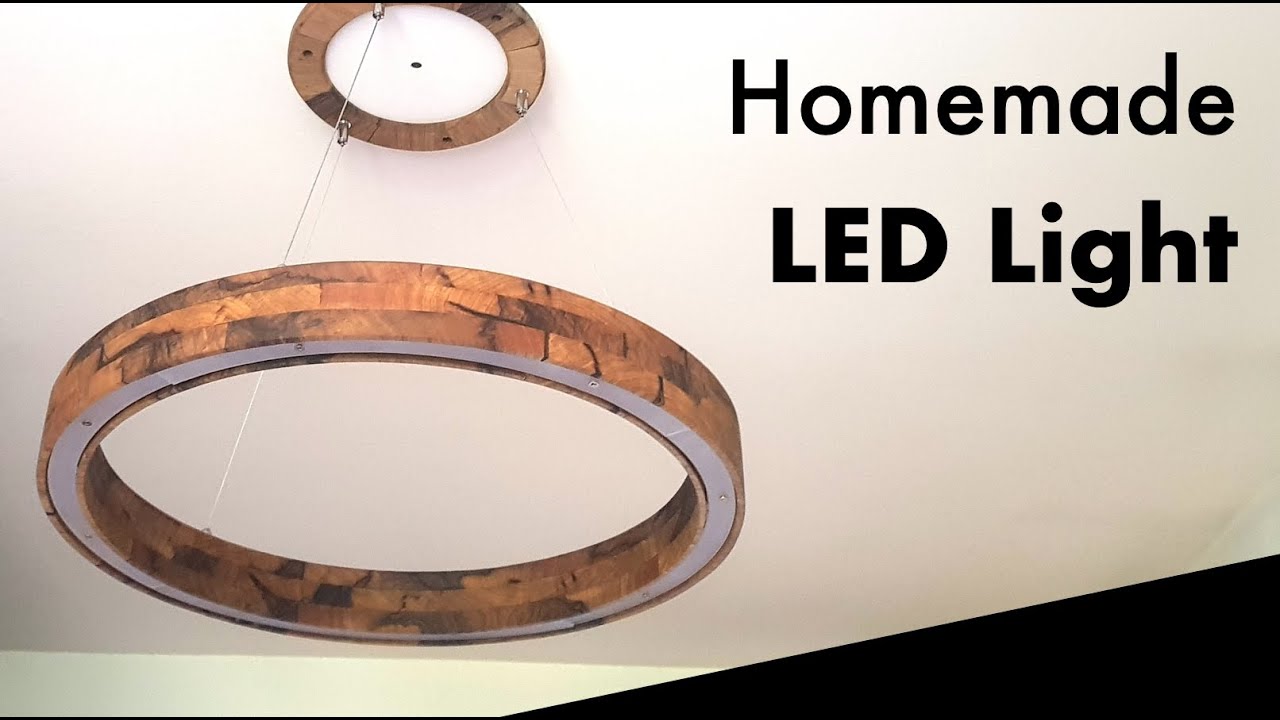 Homemade LED ring Pendant Light from reclaimed wood