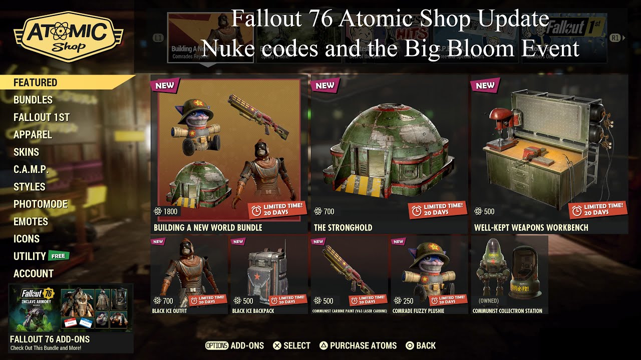 Fallout 76 Atomic Shop Update with Nuke codes and the Big Bloom Event May 6 2025