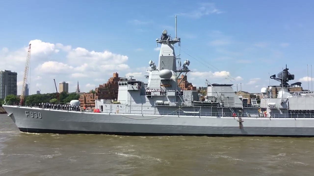 Belgian frigate Leopold I (F930) on the River Thames, London (UK) 12 July 2018