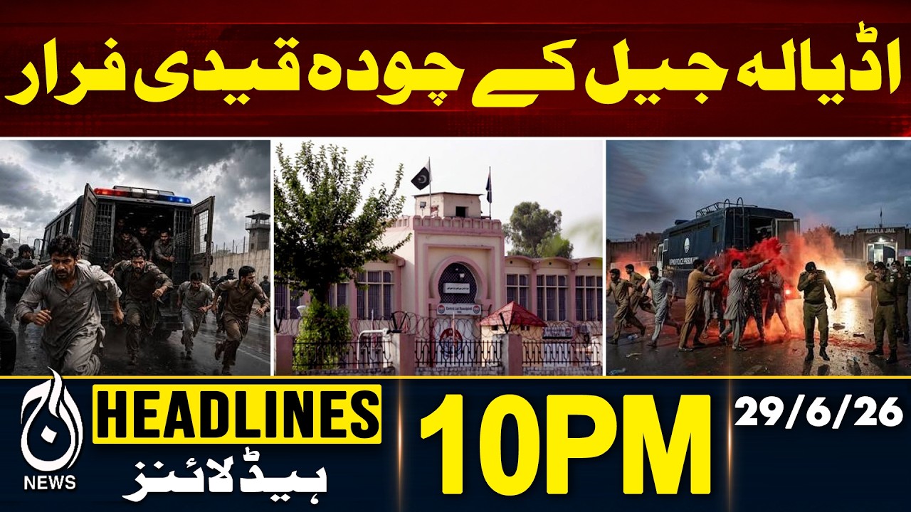 Adiala Jail Prisoners Escape | Kahuta Road Security Alert - 10PM Headlines | 29 June | Pakistan News