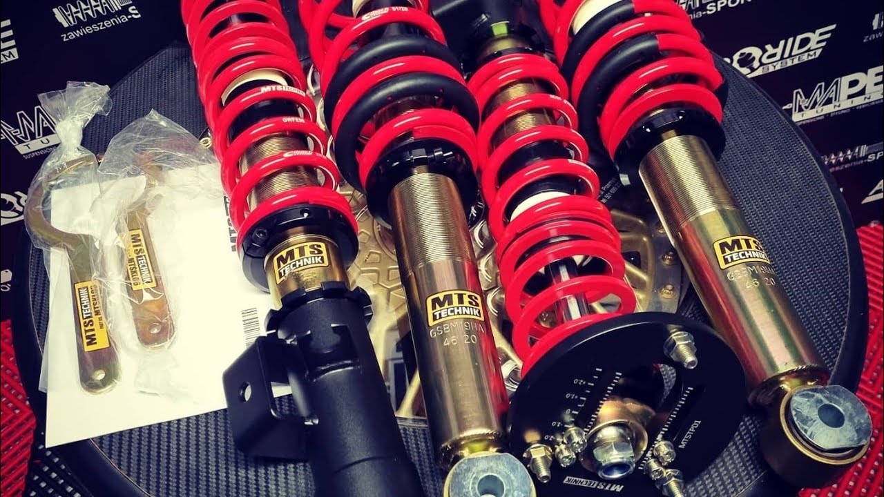 Zawieszenie Gwint MTS Technik BMW E34 Black Gold z Eibach Camber Plates - MAPET-TUNING UNBOXING