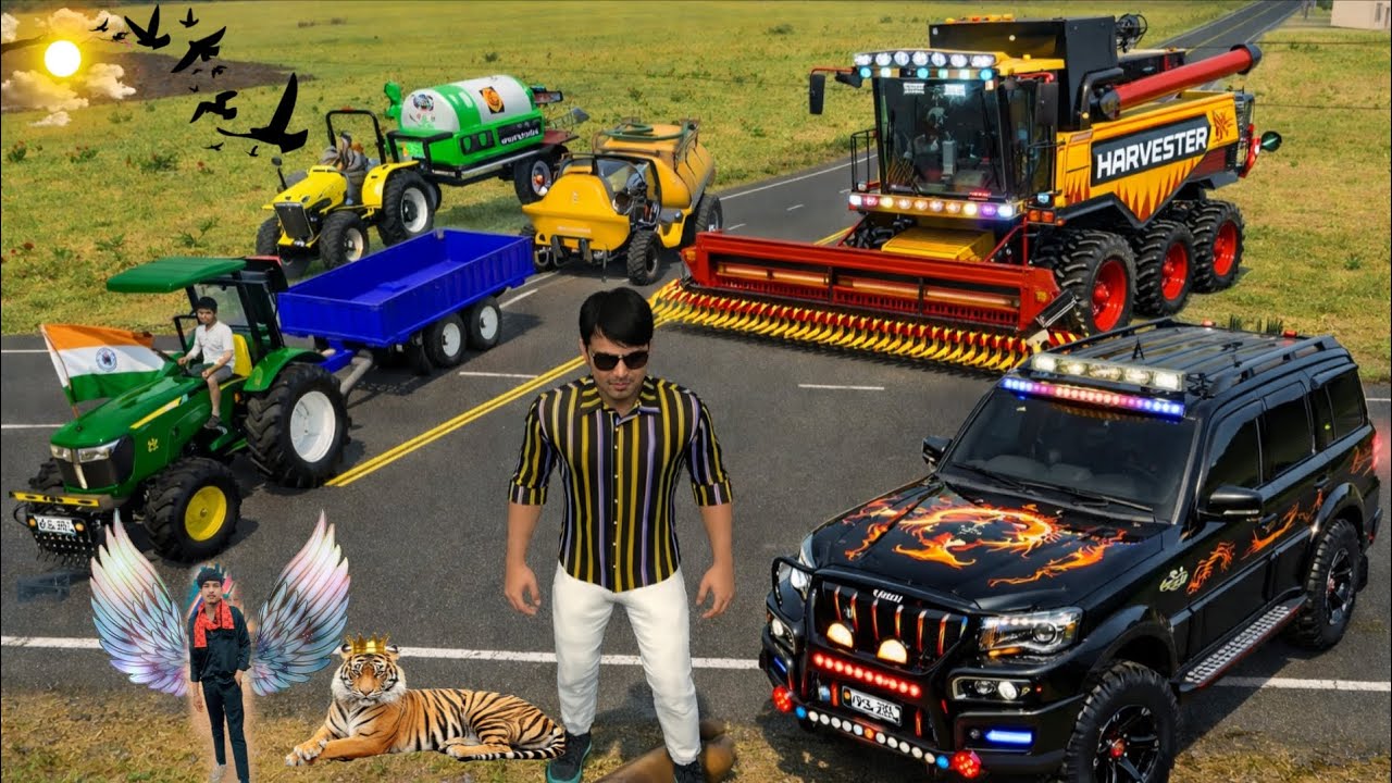 🛑Tractor and tracing Scorpio harvest stand full Modi wife desi game 🎯 #desigaming #trendinggame 🚜🎮🎮