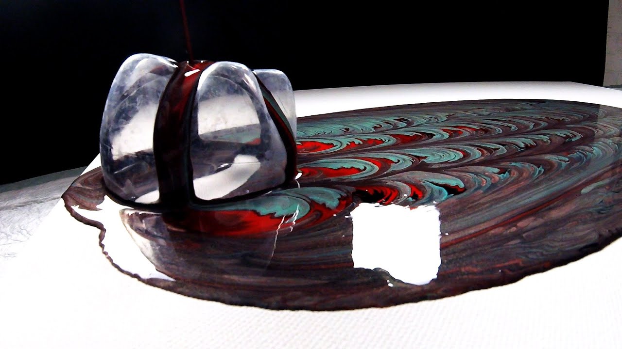 Christmas Acrylic Pouring Special ! Waterfall pour Painting with Copper, Red and Turquoise !
