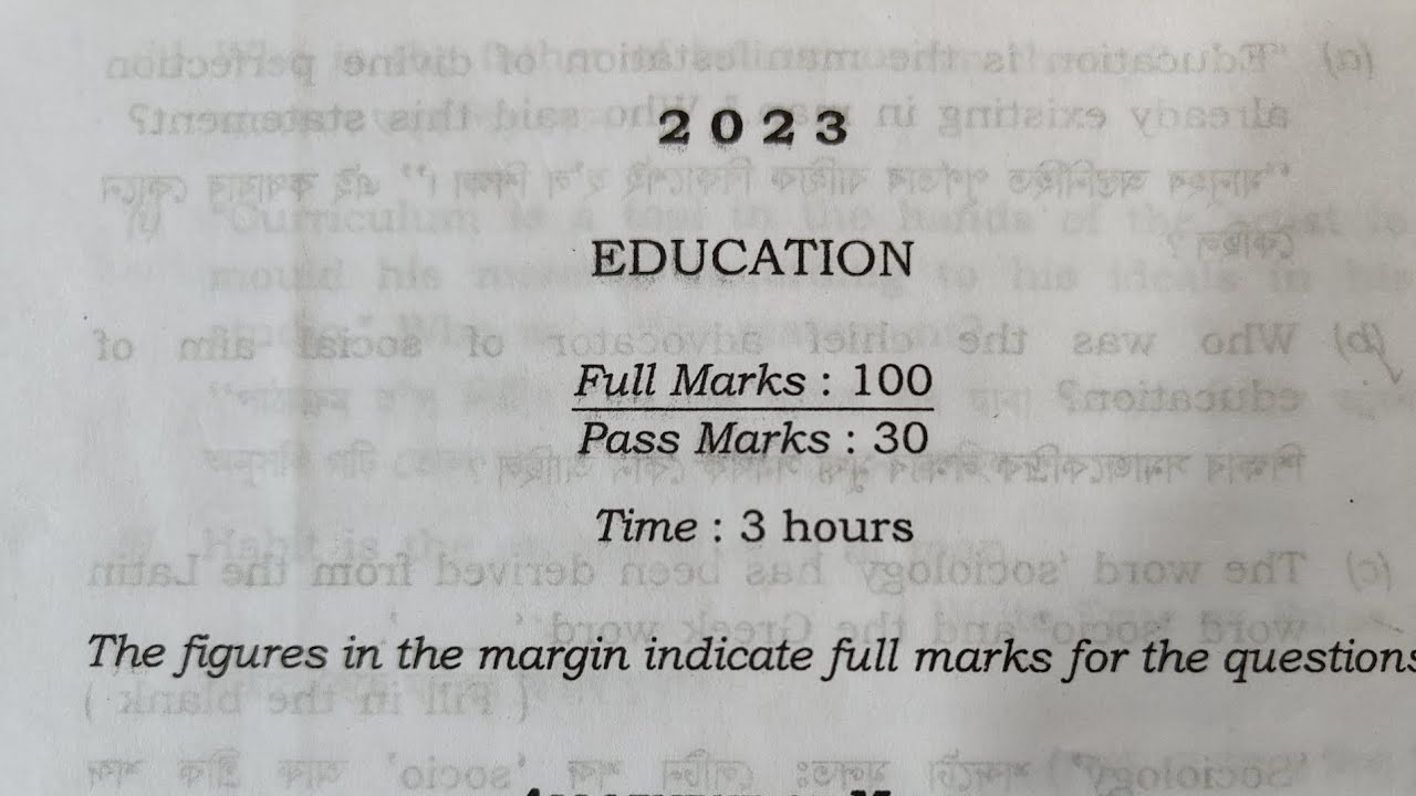 HS 1st year education question paper 2023/AHSEC/ class 11th education question paper