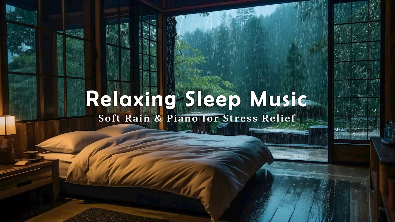 Peaceful Rainy Night Piano - Warm Bedroom Music for Anxiety Relief and Meditation