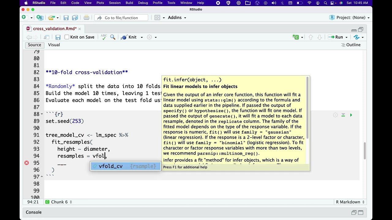R code tutorial: regression -- cross-validation
