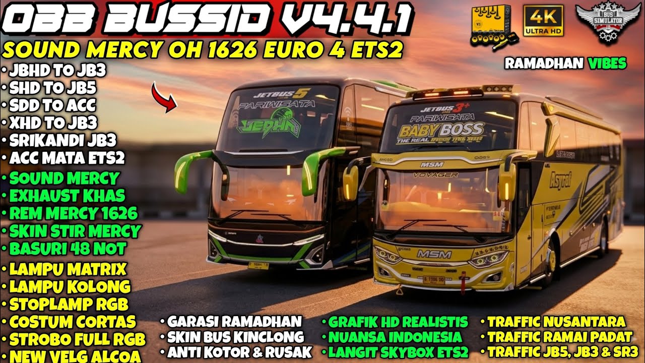 OBB BUSSID v4.4.1 Terbaru 😍 Sound Mercy OH 1626 Euro 4 ETS2 Real | ACC Baby Boss + Grafik Realistis