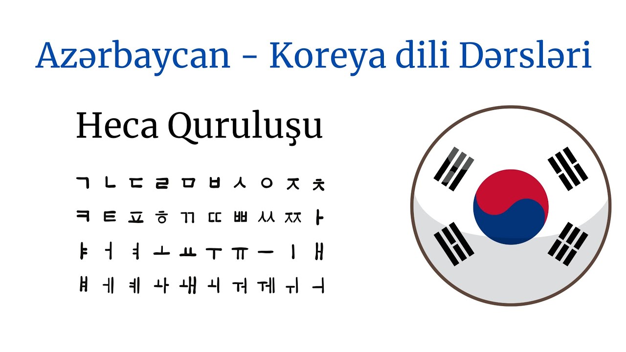 Koreya dili Heca quruluşu | Hangıl yazma qaydaları | Azərbaycan Dilində Koreya Dili dərsi