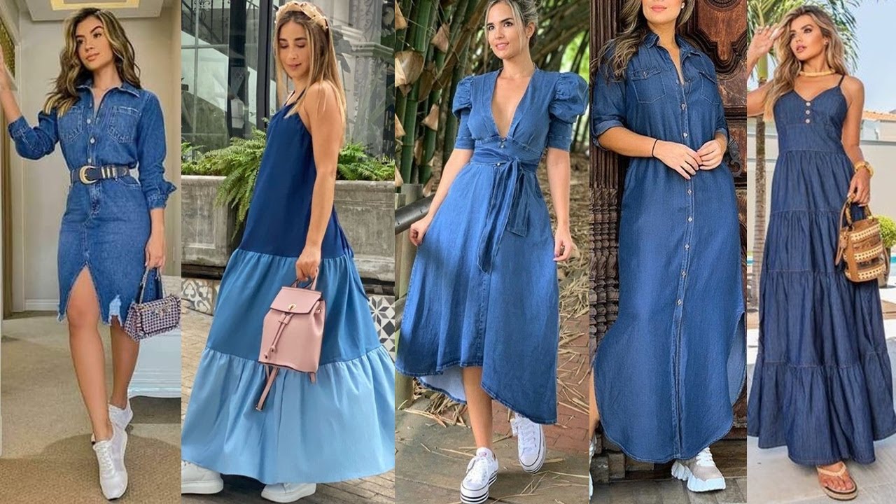 LOS VESTIDOS M&Aacute;S LINDOS EN DENIM, MEZCLILLA O JEANS QUE ESTAN DE MODA/ HERMOSOS VESTIDOS JEAN, DENIM