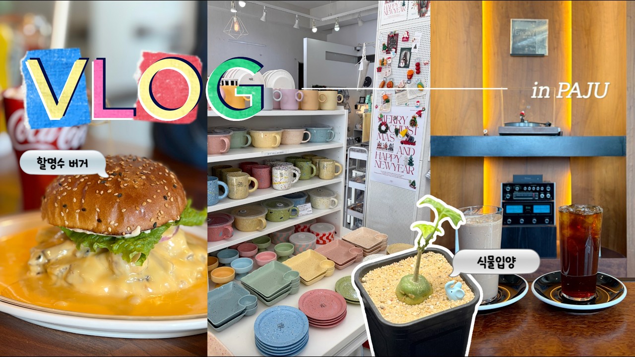 [생일 주간 VLOG] 파주 데이트 | 할명수 와동버거🍔 | 음악감상🎵 카페 | 🥣 썸띵플레이 | 아프리카식물 구경🌵 | 흑백요리사 쌤쌤쌤 라자냐 | 자석으로 냉꾸