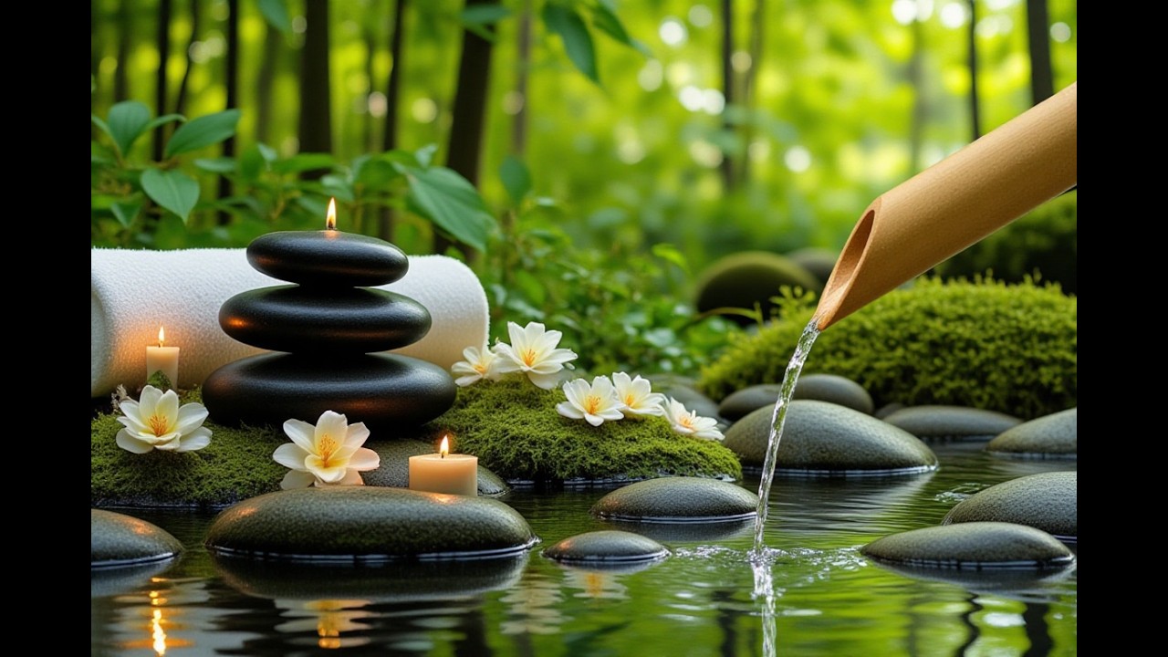 Relaxing Music + Bamboo Water Sounds 🌿 Deep Sleeping Music, Stress Relief, Relax Mind Body,Spa relax