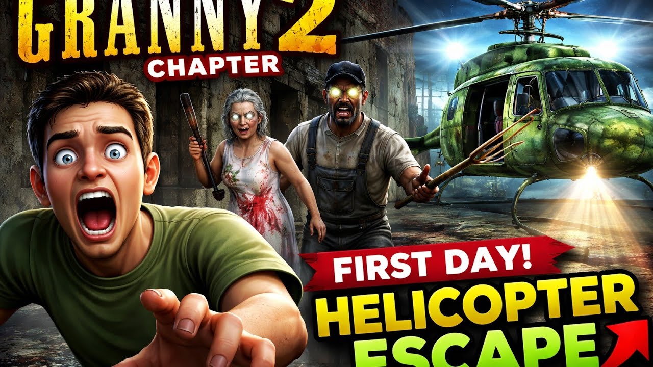 Granny Chapter 2 - Helicopter Escape - Epic Ending - First Day Escape (Speedrun)