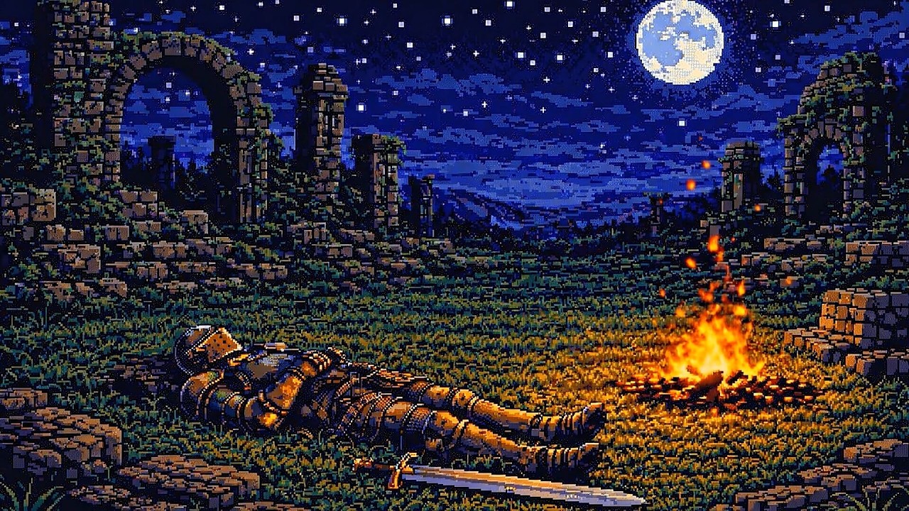 Medieval Campfire Ambience – Rest Beneath the Moonlight (2 Hours)