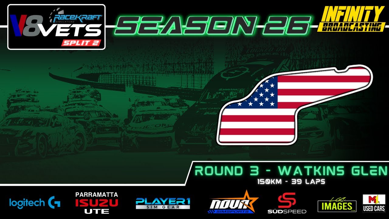Racekraft Simulations II V8 Veterans II Split 2 II Season 26 II Round 3 II Watkins Glen