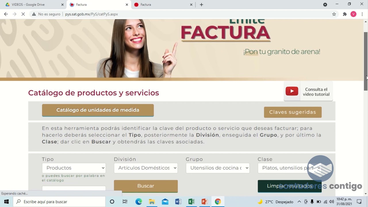 Como encontrar Clave de producto o servicio SAT