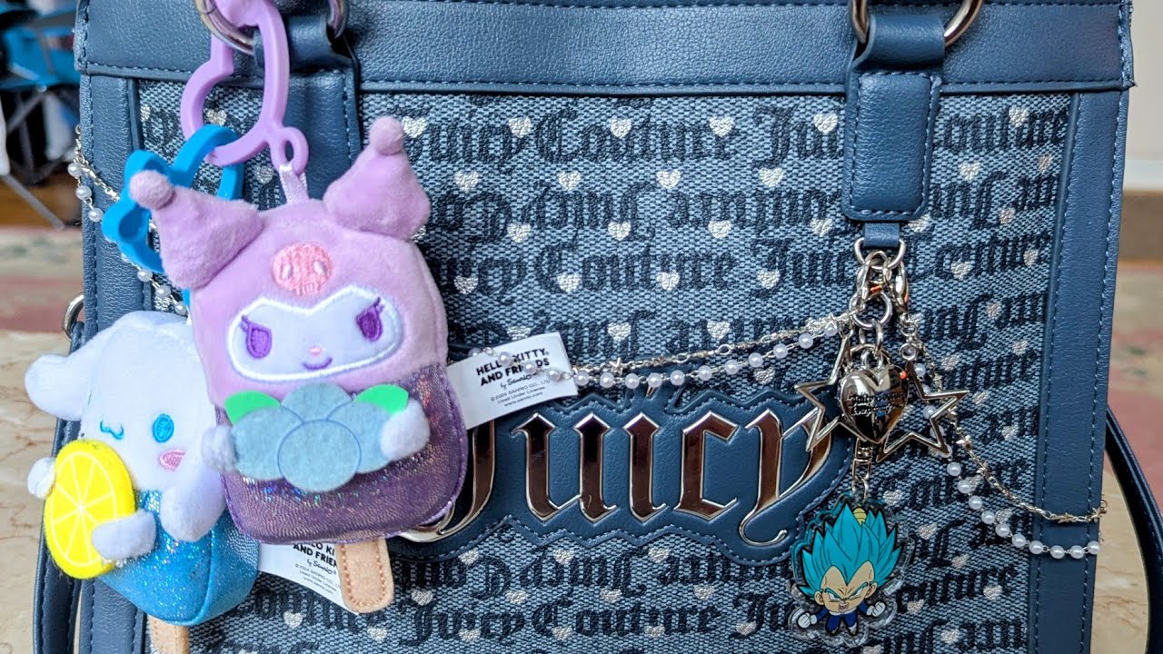 What's in my bag Juicy Couture tote Poker Face in denim