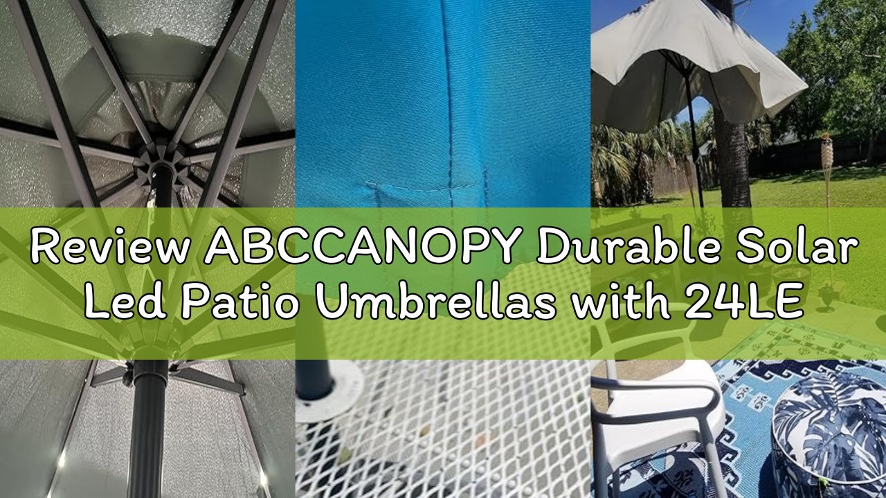Review ABCCANOPY Durable Solar Led Patio Umbrellas with 24LED Lights 7.5FT with 6 Sturdy Ribs (Tan)