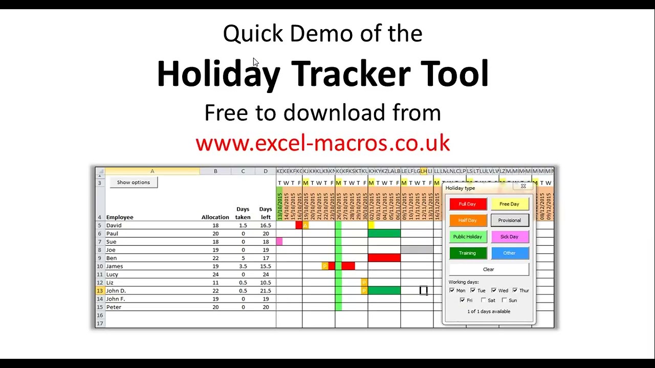 Free Employee Annual Leave Tracker Tool in Excel VBA
