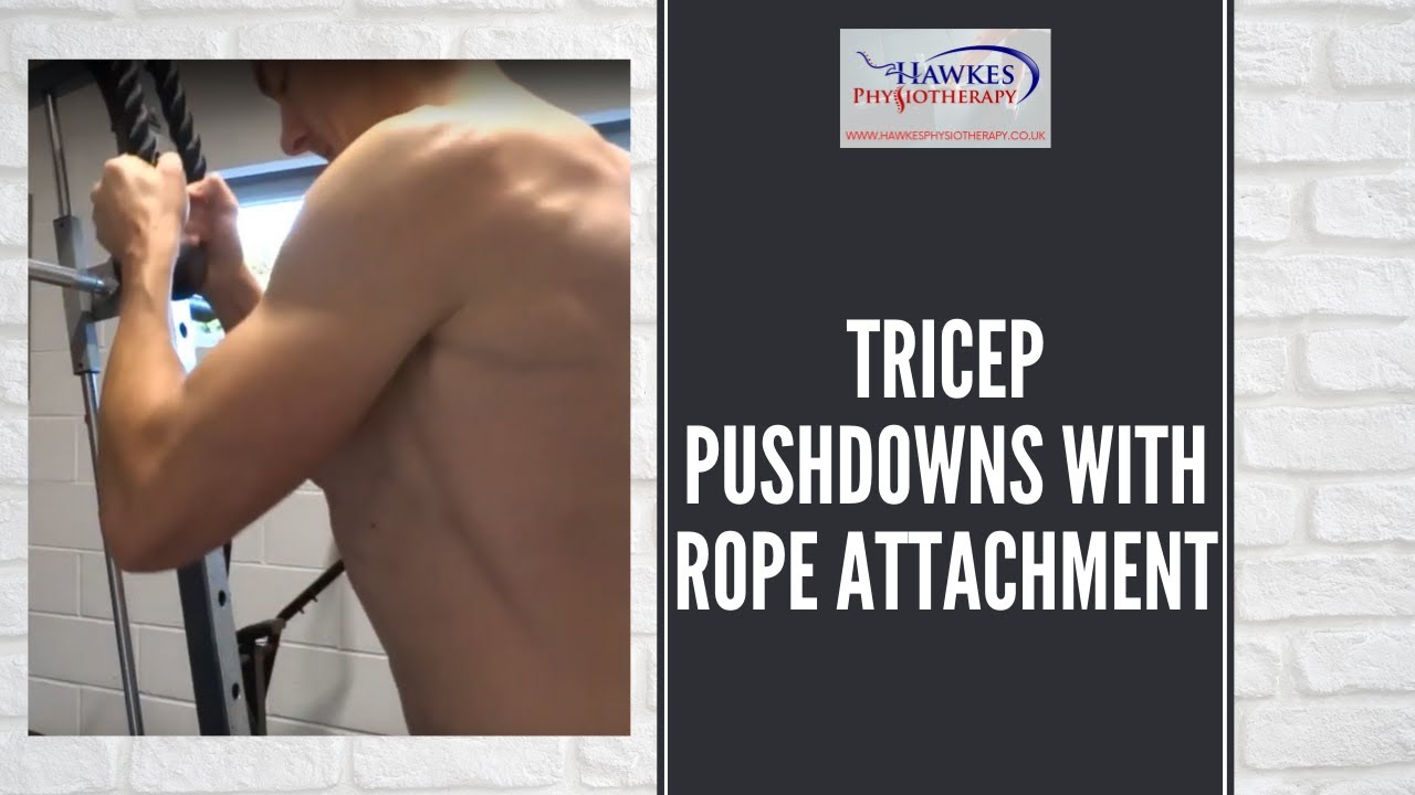 Tricep pushdowns with rope attachment: Technique video