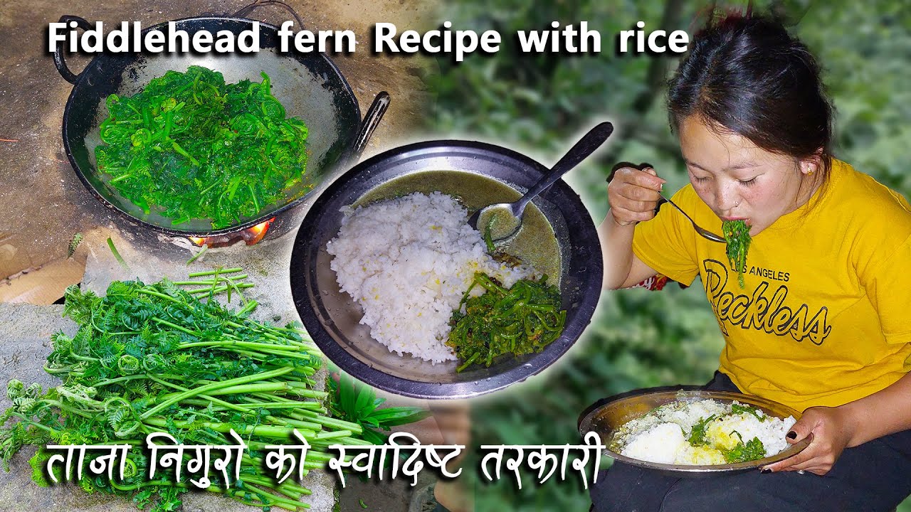 Fiddlehead Fern curry in the village || Nepali #Niguro Recipe cooking & eating #villagelifestyle