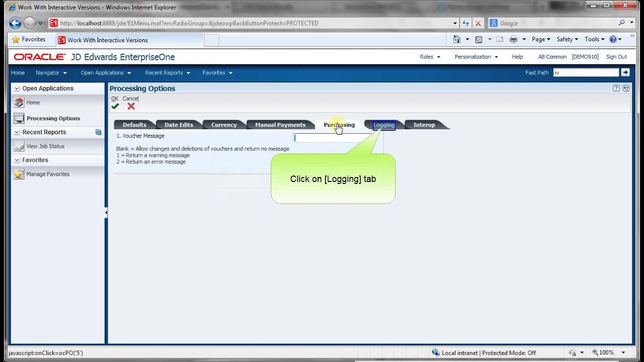 Accessing Voucher Entry Master Business Function - JDE E1 91 - Accounts Payable