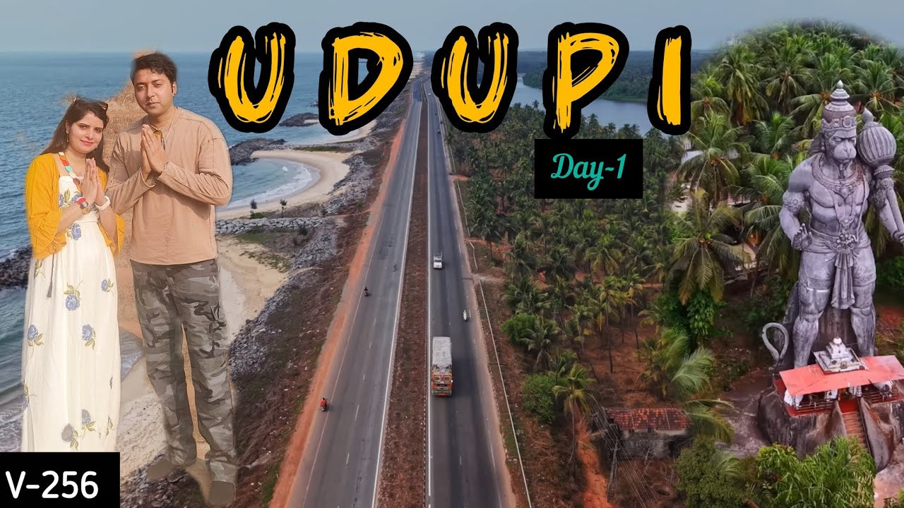 Udupi, Costal Karnataka||Day 1||udupi tourist places|| Prasanna Anjaneya statue||Marvanthe ||v-256