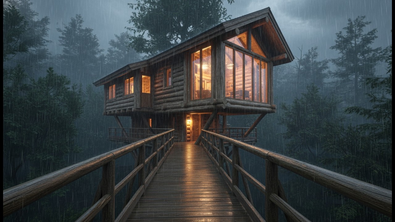 Rain Relax ASMR Soothing Night Rainfall for Deep Sleep Insomnia & Study on Cozy Cabin in the Woods