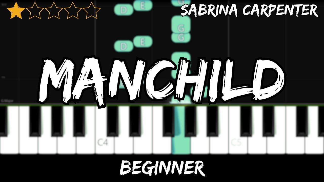 Sabrina Carpenter - Manchild - Easy Beginner Piano Tutorial - For 1 Hand