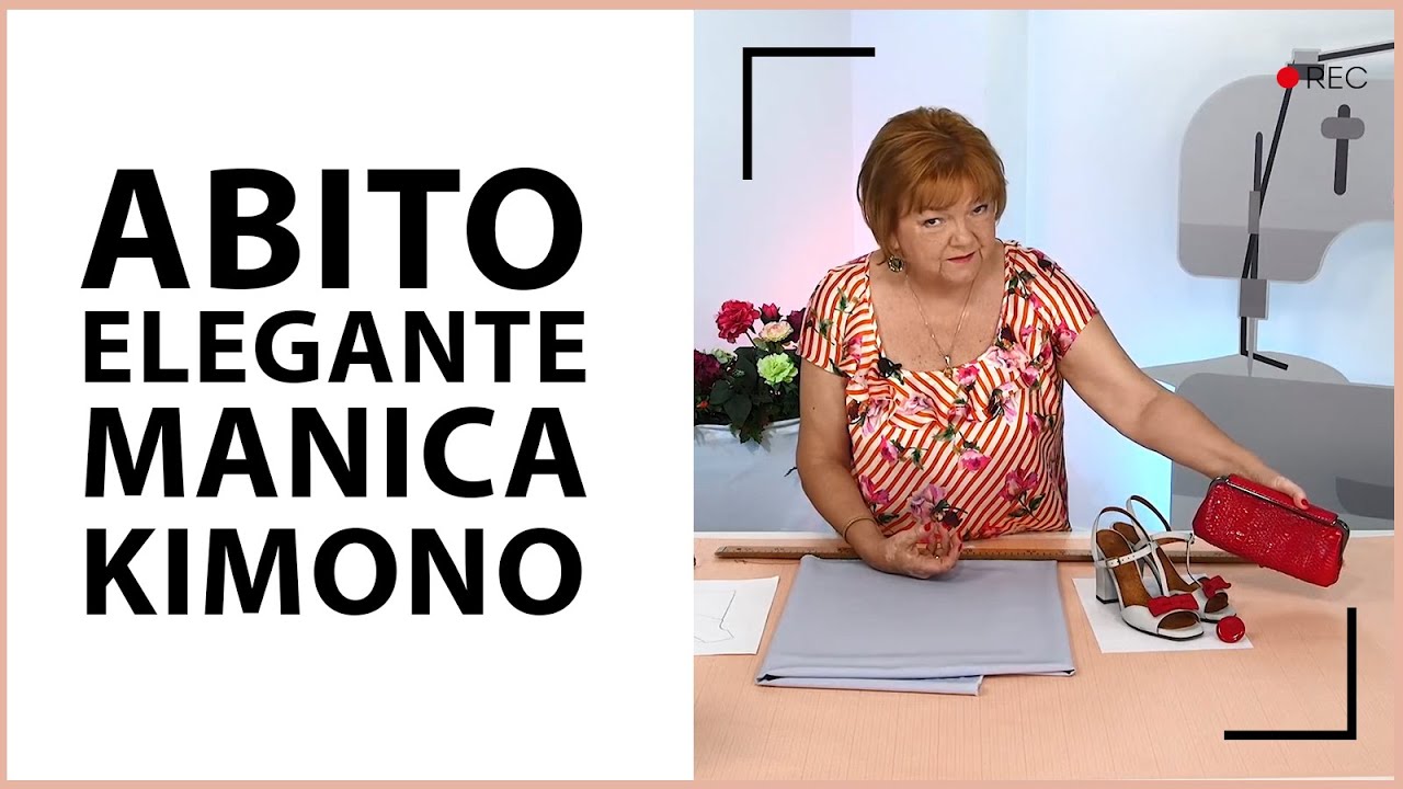 Abito elegante senza cartamodello con manica kimono e scollo asimmetrico.